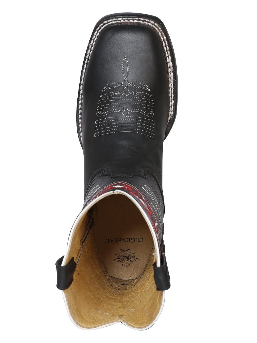 Bota Vaquera de Cuero con Punta Cuadrada "Ruby Rose" para Mujer