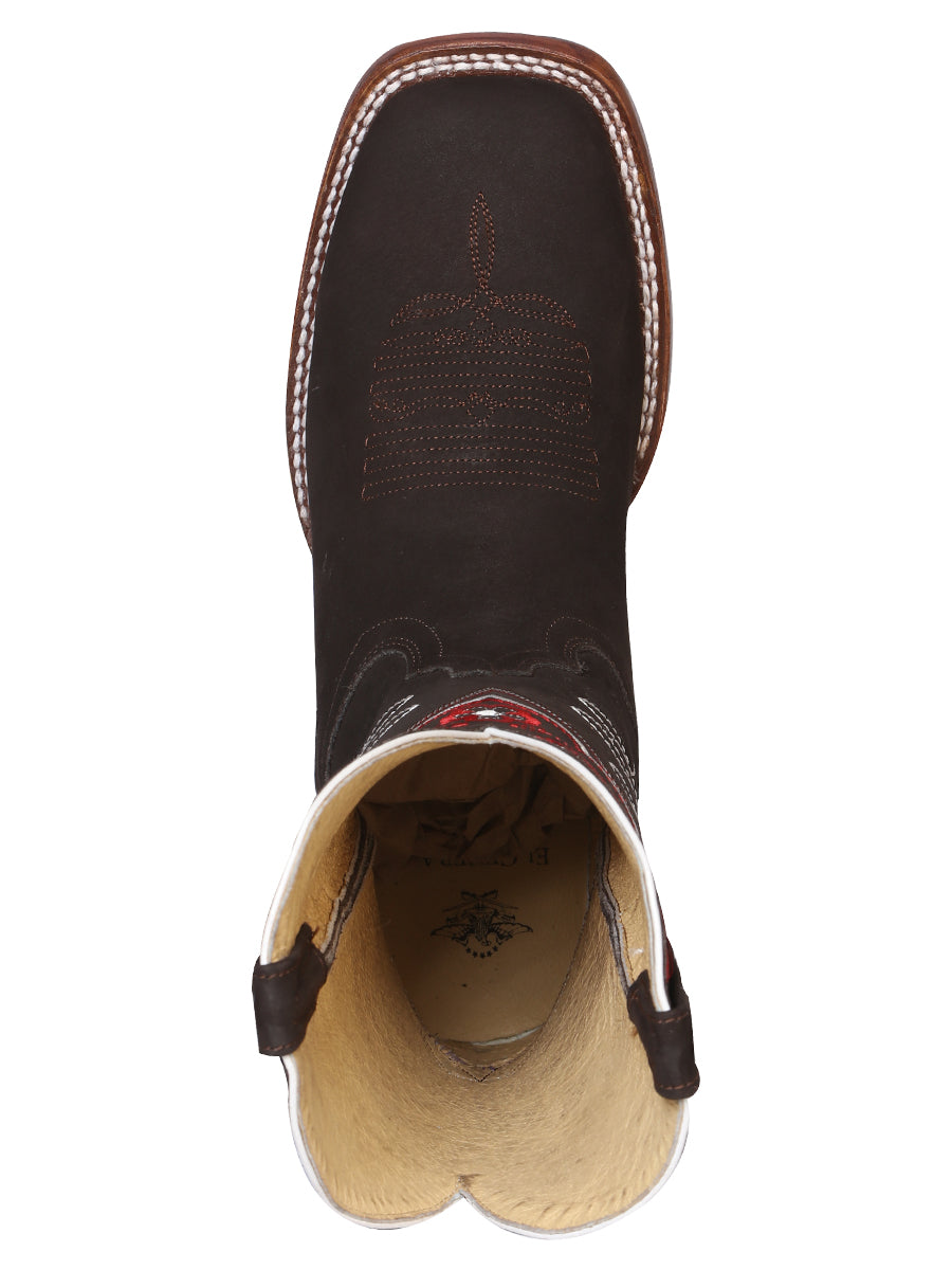 Bota Vaquera de Cuero con Punta Cuadrada "Ruby Rose" para Mujer