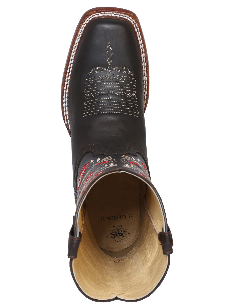 Bota Vaquera de Cuero con Punta Cuadrada "Ruby Rose" para Mujer