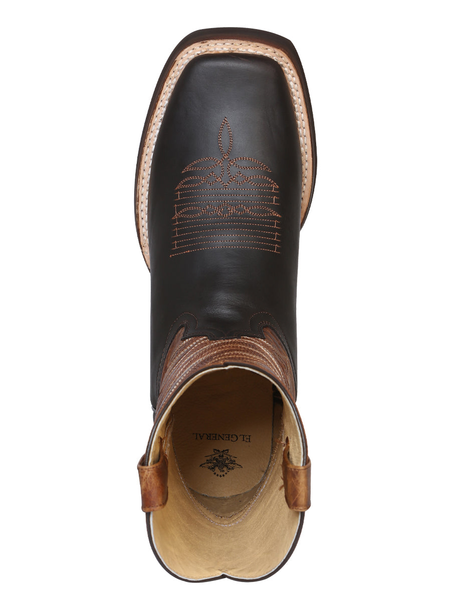 Bota Vaquera de Cuero con Punta Cuadrada "Roberto" para Hombre