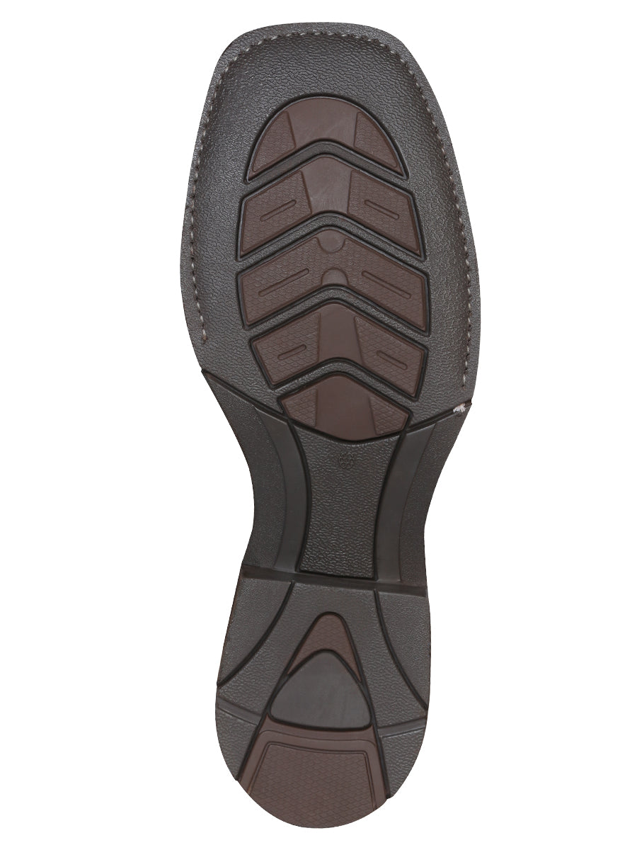 Bota Vaquera de Cuero con Punta Cuadrada "Roberto" para Hombre