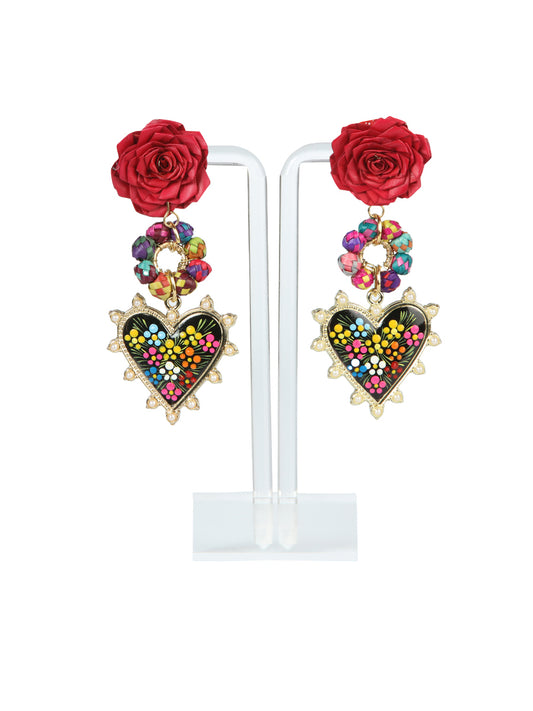 Aretes Corazón y Flor