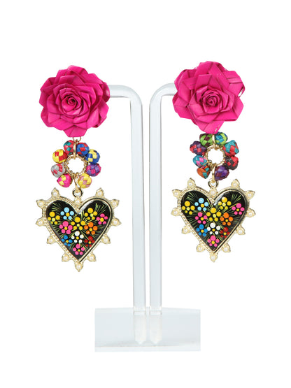 Aretes Corazón y Flor