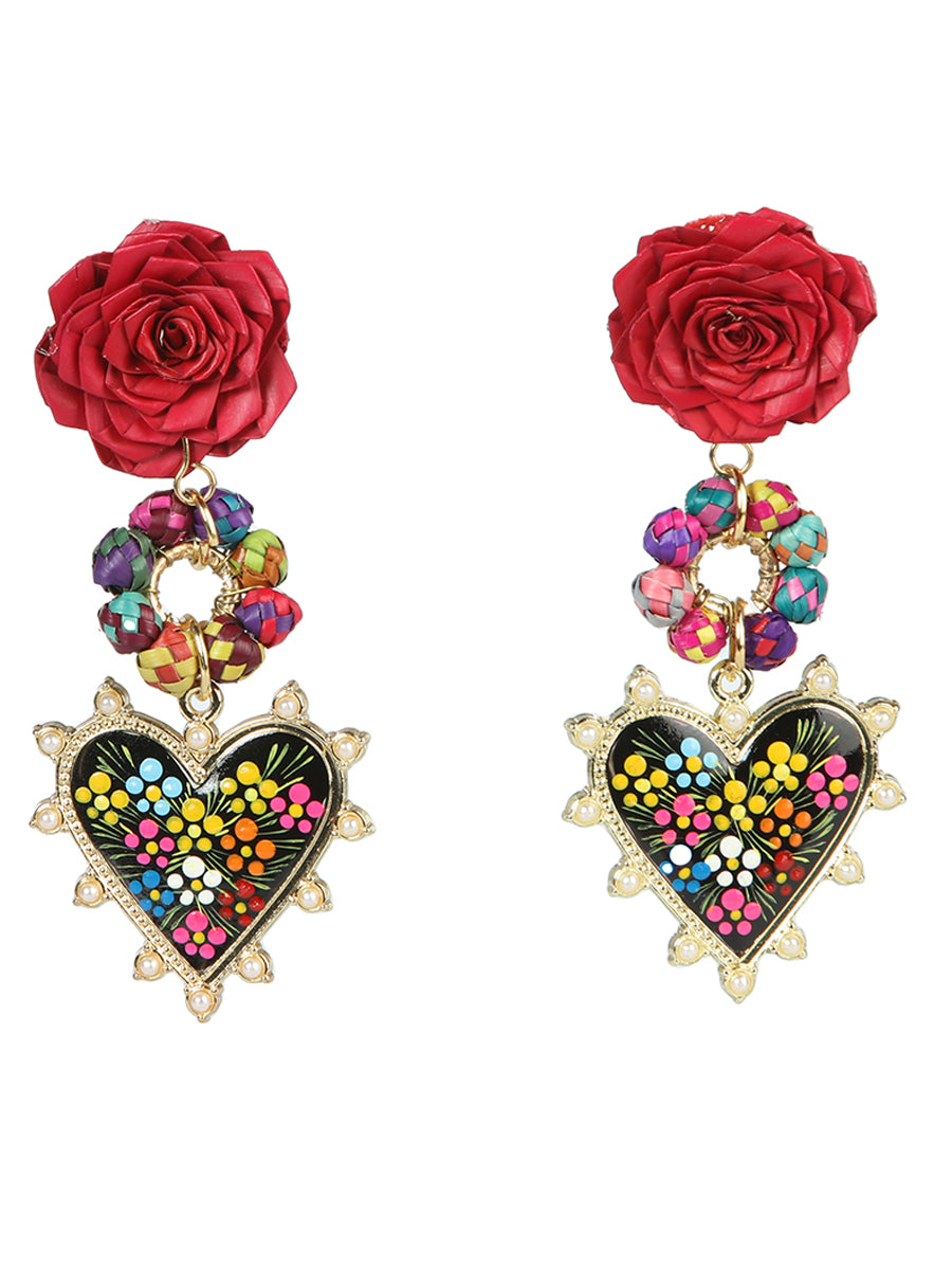 Aretes Corazón y Flor