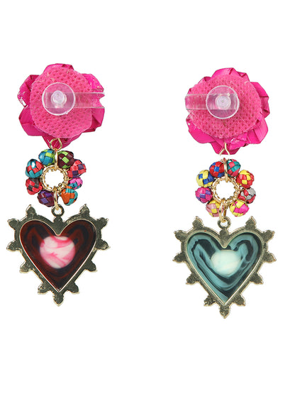 Aretes Corazón y Flor