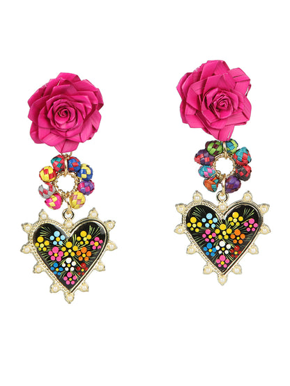 Aretes Corazón y Flor